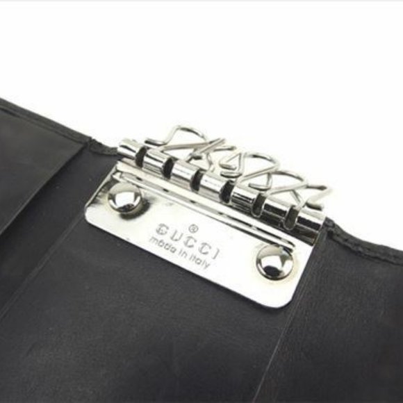 Authentic Gucci Key case Key holder GG Black Silver Canvas Leather Woman unisex - Picture 6 of 7